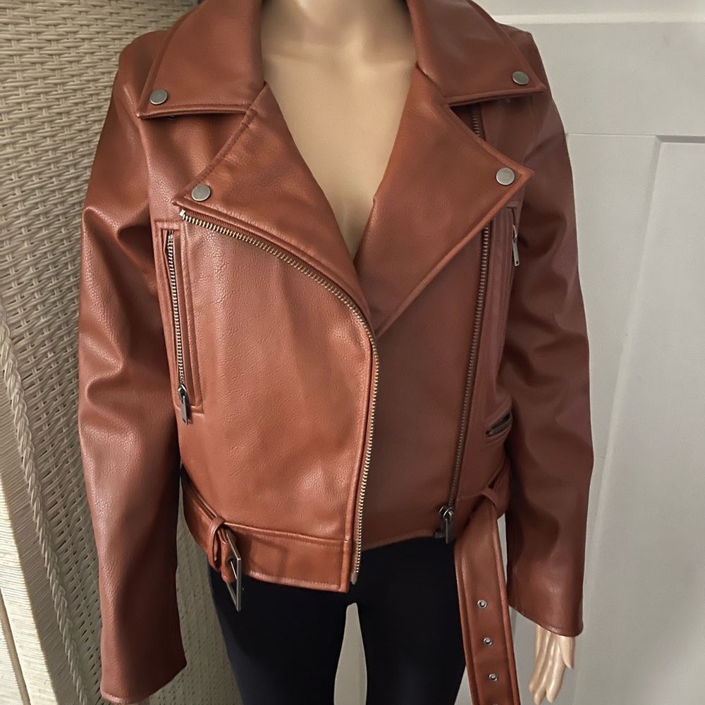 Oak & Fort Vegan Leather Moto Jacket